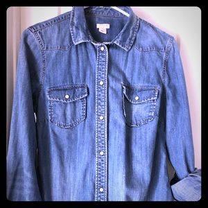 J Crew Pearl Button Denim Shirt